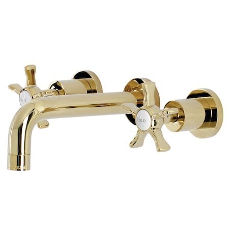 Kingston Brass KS8122NX Two-Handle Wall Mount Bathroom Faucet, Polished Brass KS8122NX